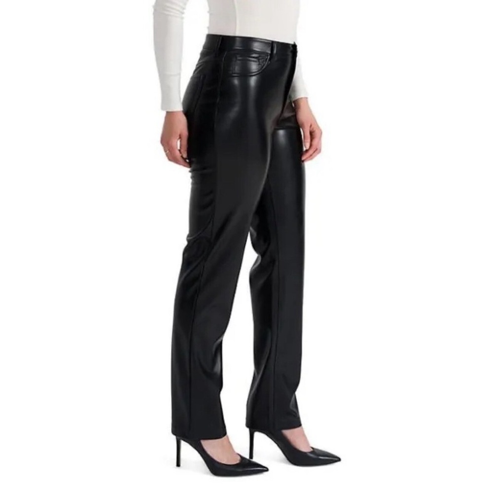Joie Black Faux Vegan Leather Mid Rise Straight Leg Leather Pants size 16